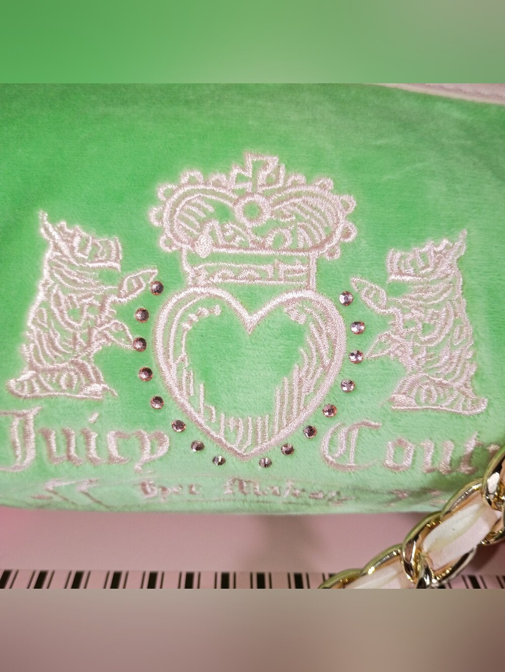 Juicy Couture Exclusive Heritage Green Velvet Chain-Handle Shoulder Bag Set - Picture 7 of 10